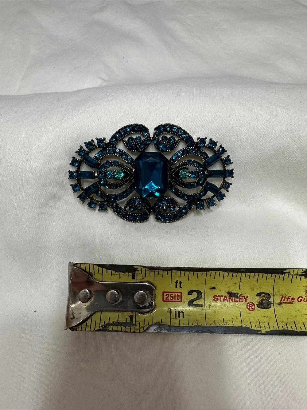 Blue Crystal Filigree Statement Brooch - Women Jewelry
